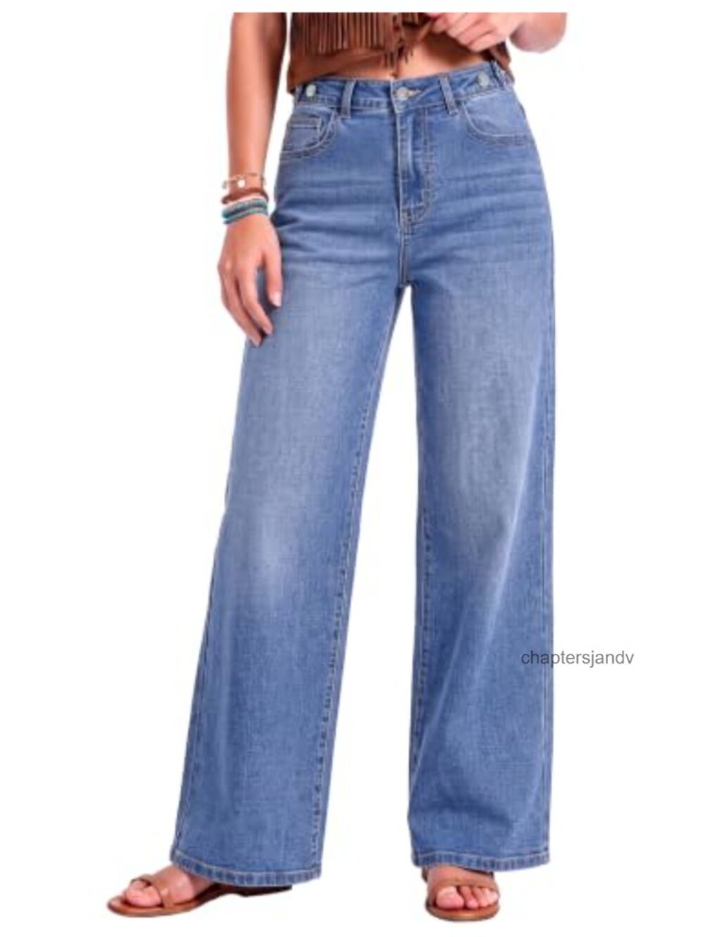 Wide Leg Jeans High Waisted Stretchy Baggy Denim Pants